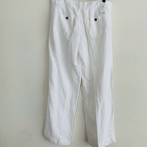 Tommy Hilfiger Women White Linen Wide Leg Pants - Picture 5 of 5